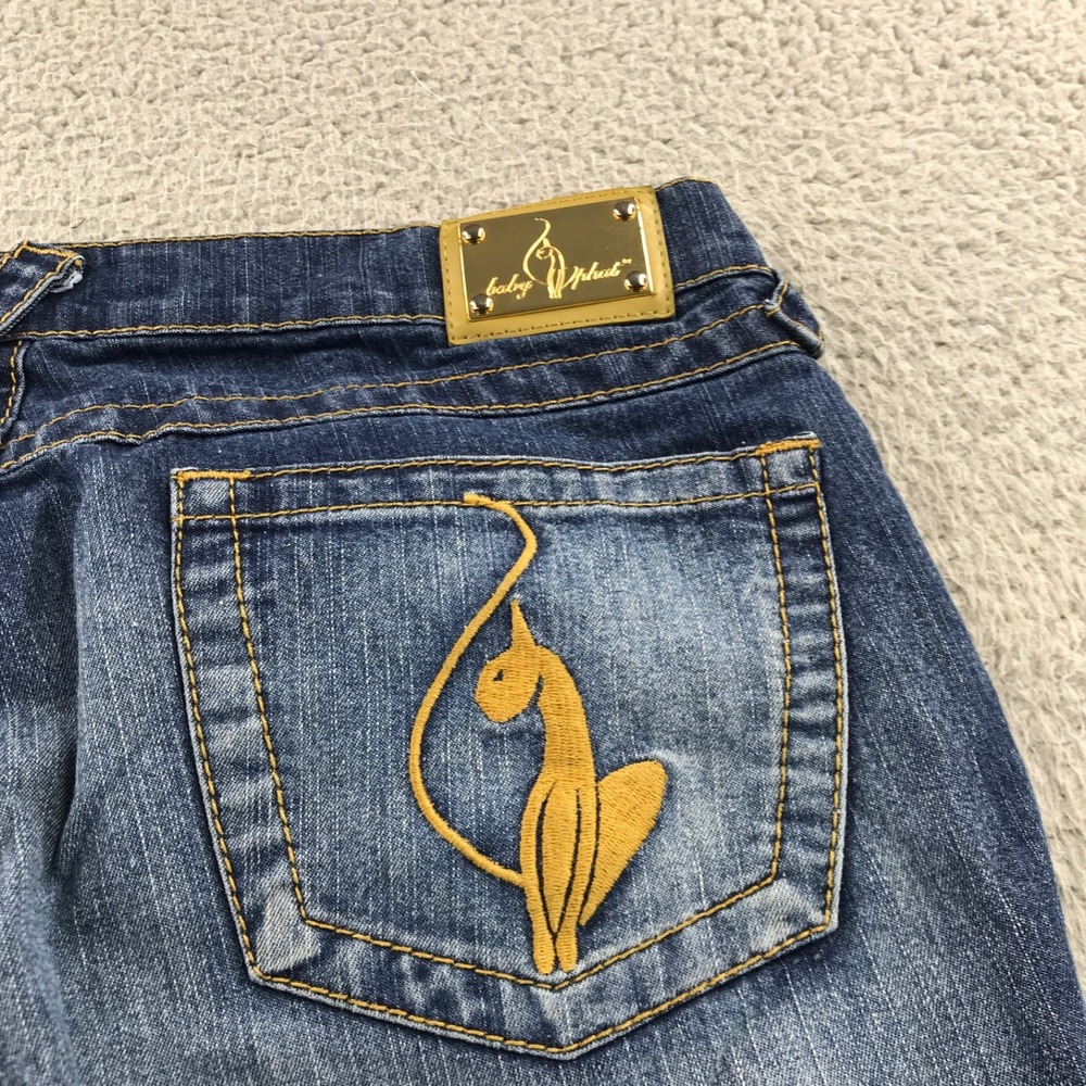 Vtg Baby Phat Jeans Womens 9 Blue Straight Y2K Embroidered Faded Logo Distressed